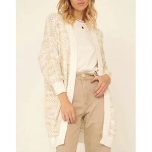 Promesa  - Sweet Tooth Cream Multicolor Neutral Soft Oversized Cardigan - Large